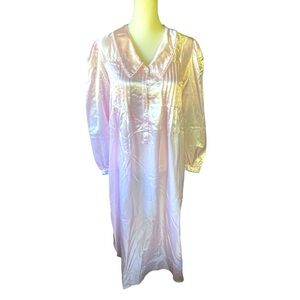 NWT Vintage Gilead Pink Satin and Lace Pleated Bodice Nightgown, Size Small